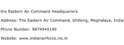 the Eastern Air Command Headquarters Address Contact Number