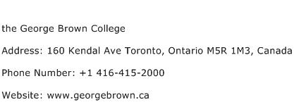 the George Brown College Address Contact Number