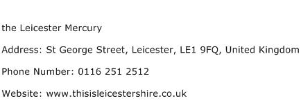 the Leicester Mercury Address Contact Number