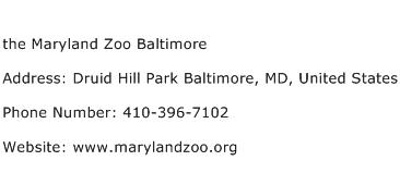 the Maryland Zoo Baltimore Address Contact Number