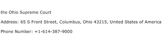 the Ohio Supreme Court Address Contact Number