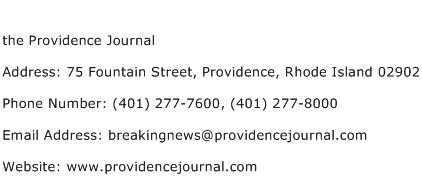 the Providence Journal Address Contact Number