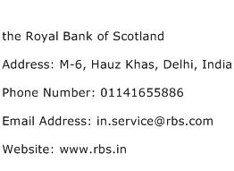 the Royal Bank of Scotland Address Contact Number