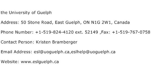 the University of Guelph Address Contact Number